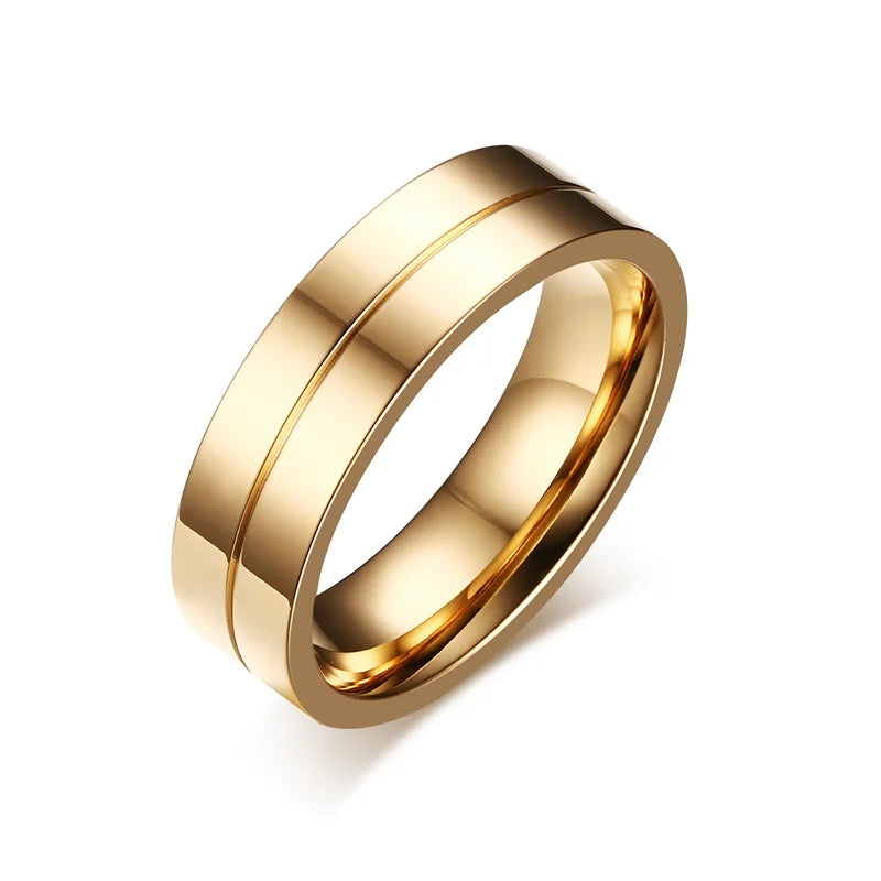 Bling CZ Stone Wedding Bands Rings for Women Men Gold Tone Stainless Steel Promise Love Anillo Alianca Bijoux Customized Engrave