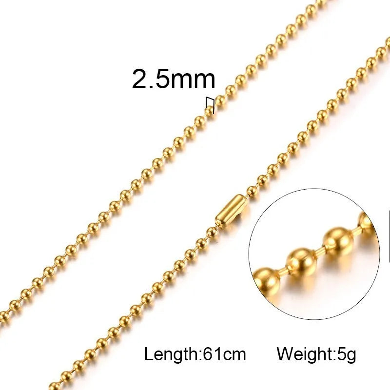 Basic Bead Ball Chain and Cable Chain Necklaces for Men Woman Unisex Accessories