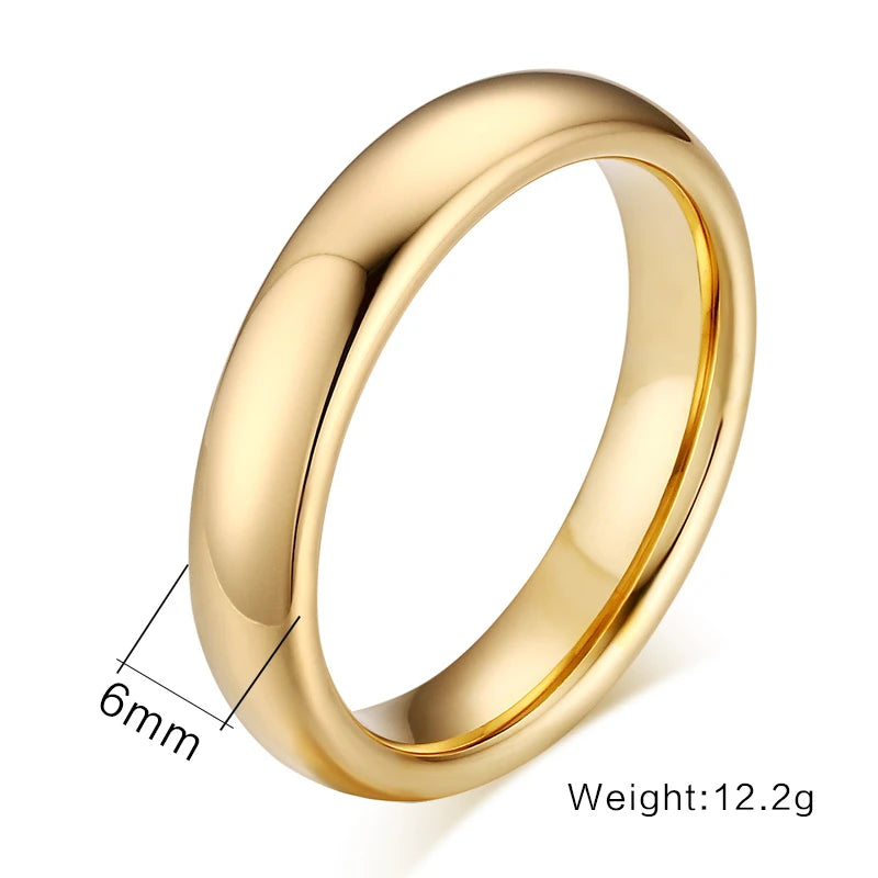 Smooth Stainless Steel Couple Rings Gold Color Simple 4MM Women Men Lovers Wedding Jewelry Engagement Gifts Personalized