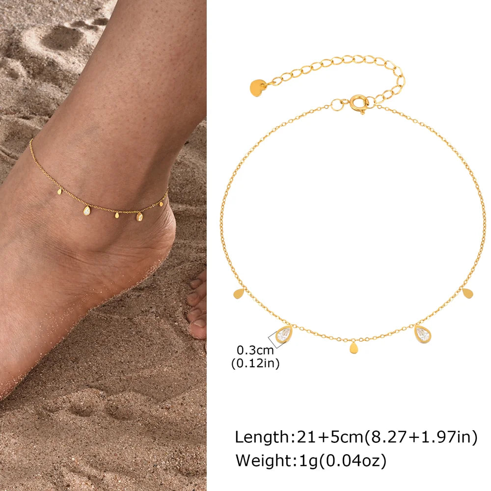 Stainless Steel Heart Anklets for Women,