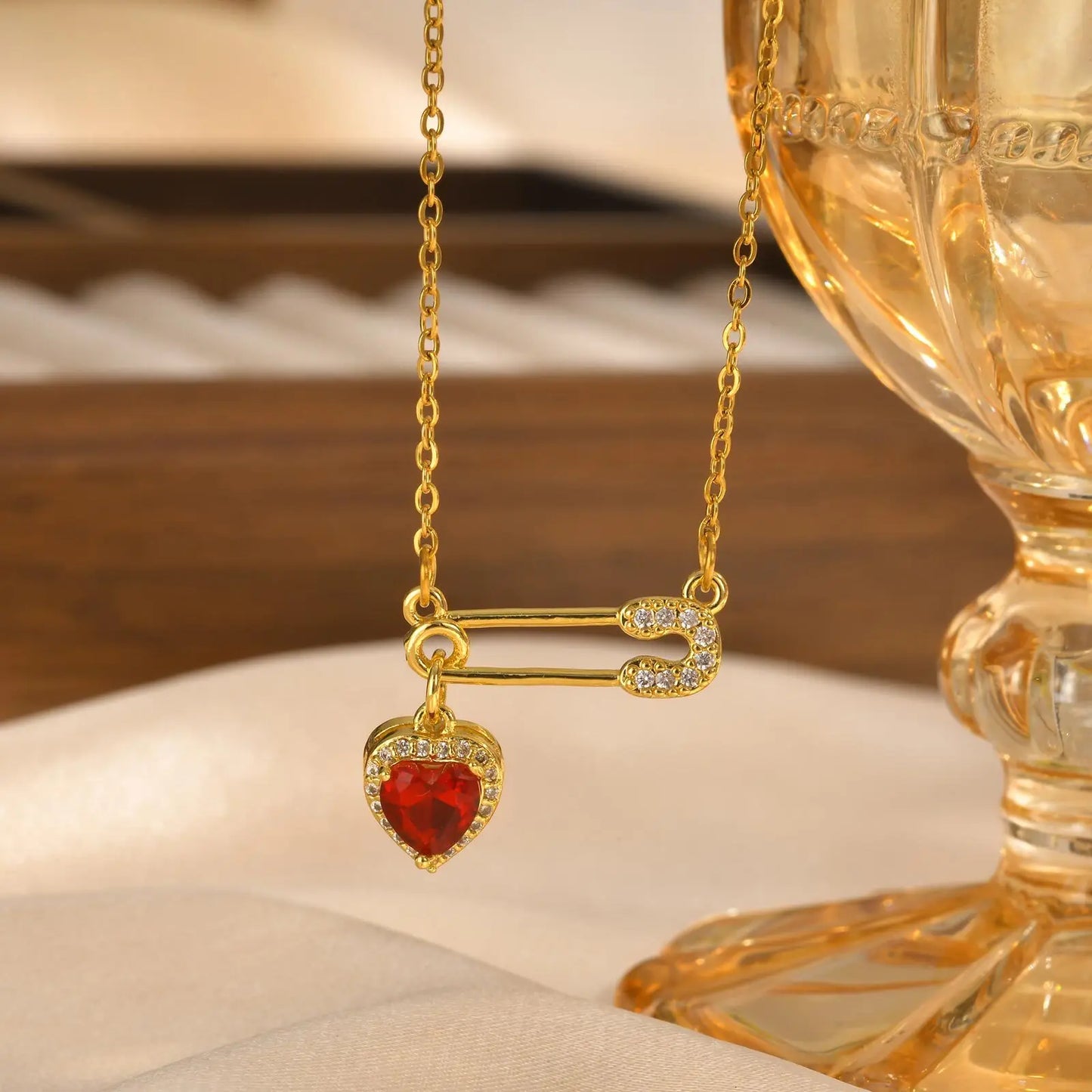 Stainless Steel Jewelry Safety Pin Pendant Necklaces For Women