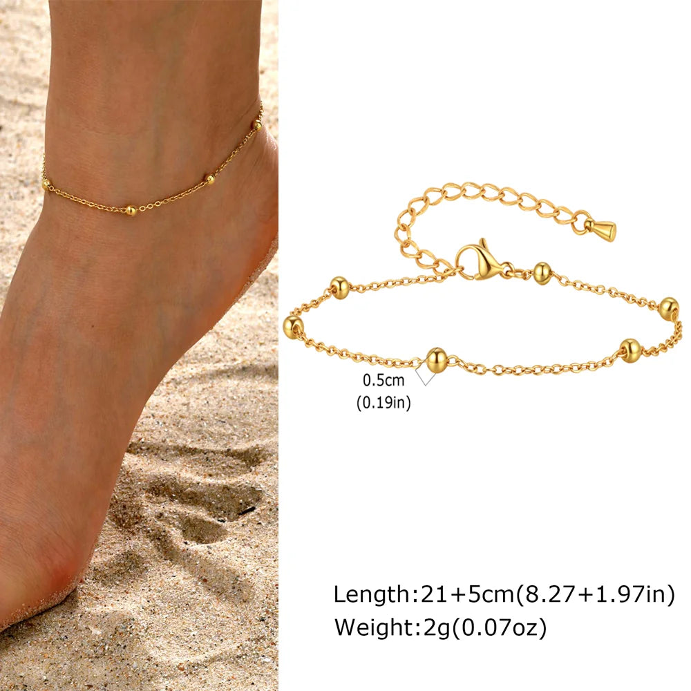 Stainless Steel Heart Anklets for Women,
