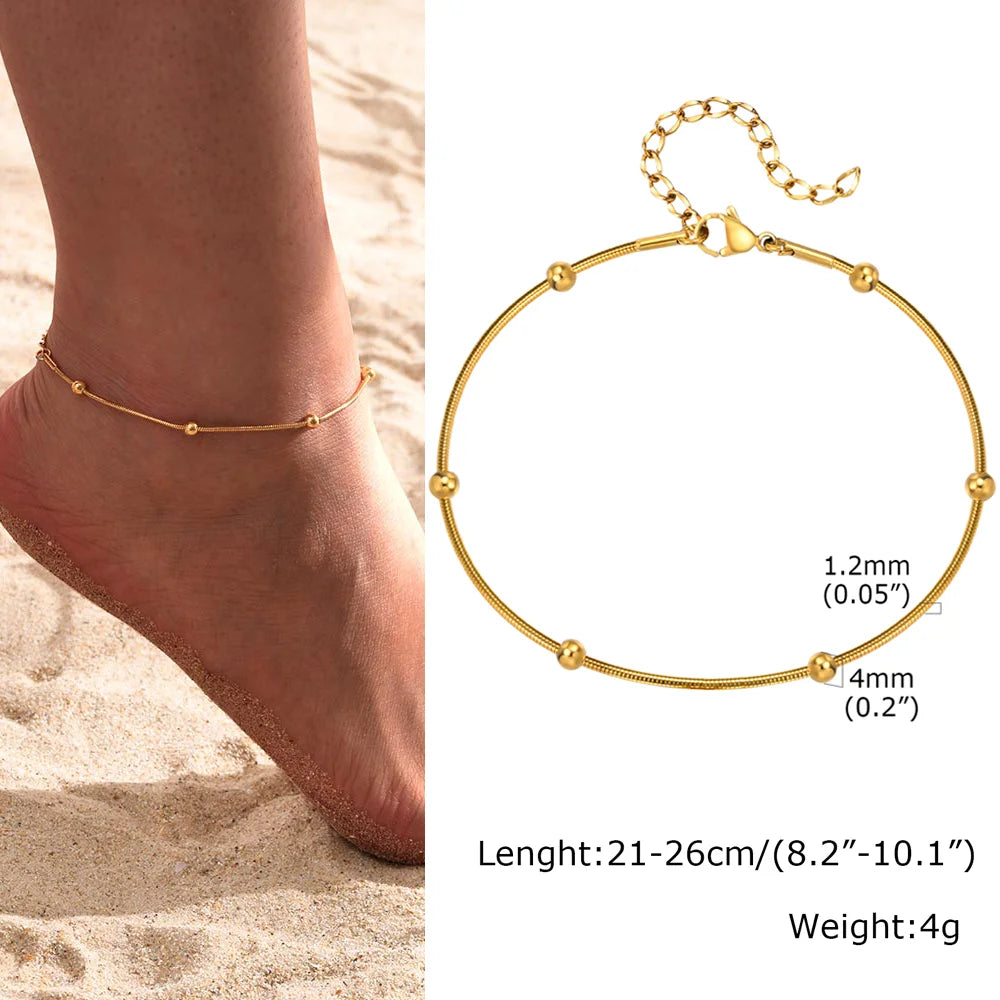 Stainless Steel Heart Anklets for Women,