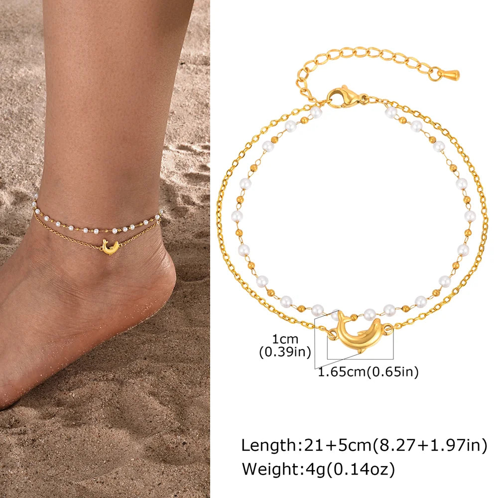 Stainless Steel Heart Anklets for Women,