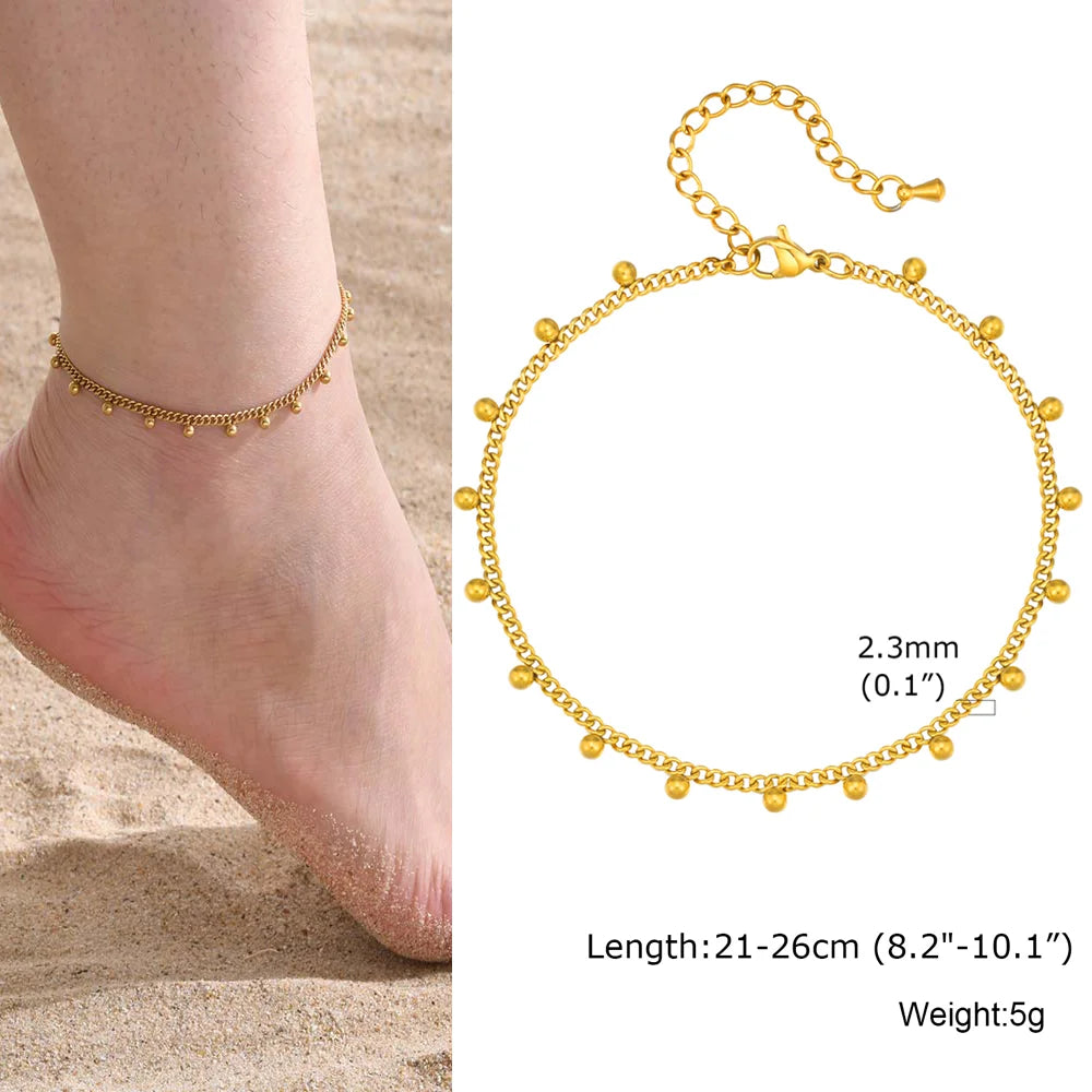 Stainless Steel Heart Anklets for Women,