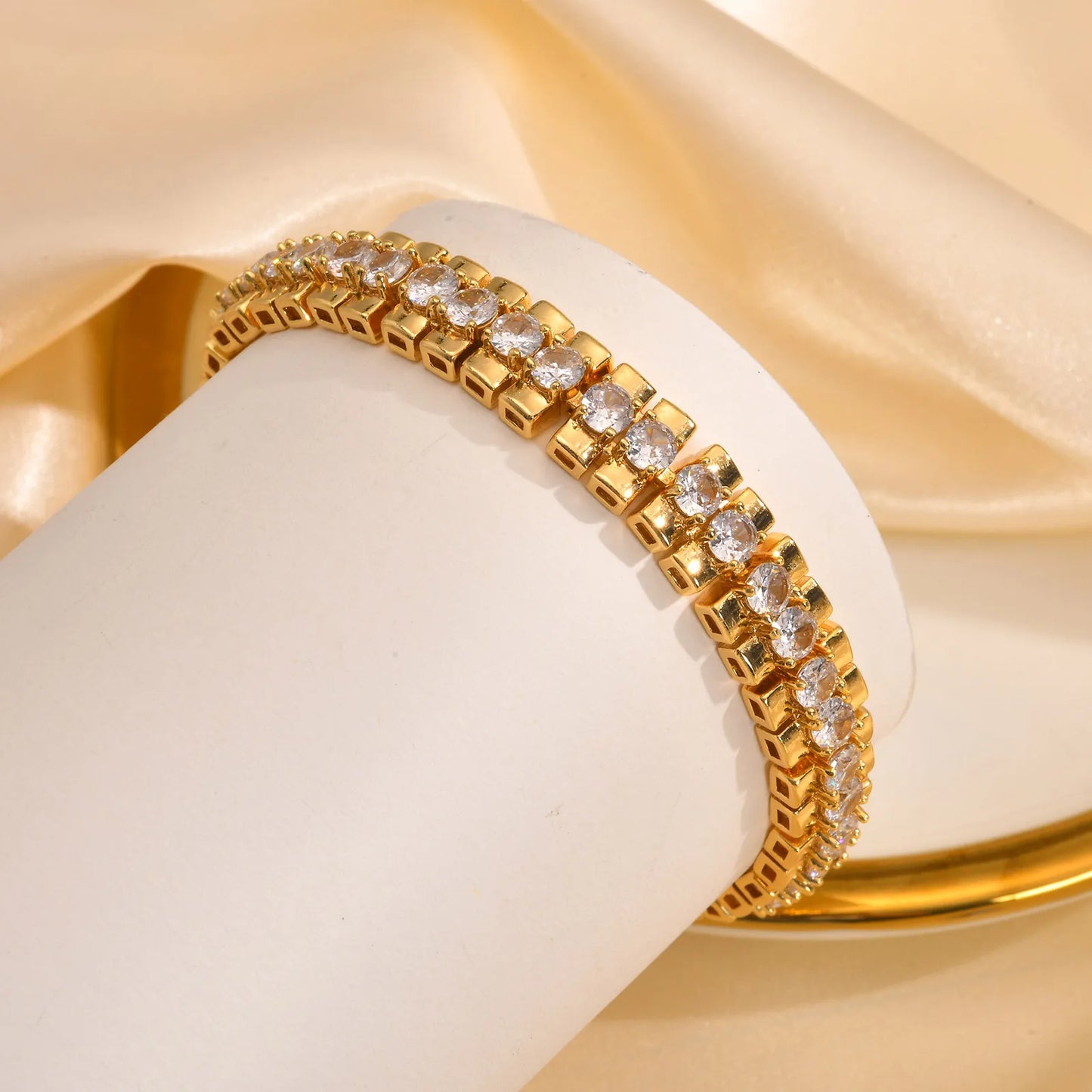 Chunky Paperclip Chain Women Bracelet Cubic Zirconia Watch Strap Gold Color Link Adjustable Stackable Jewelry For Girl Gift