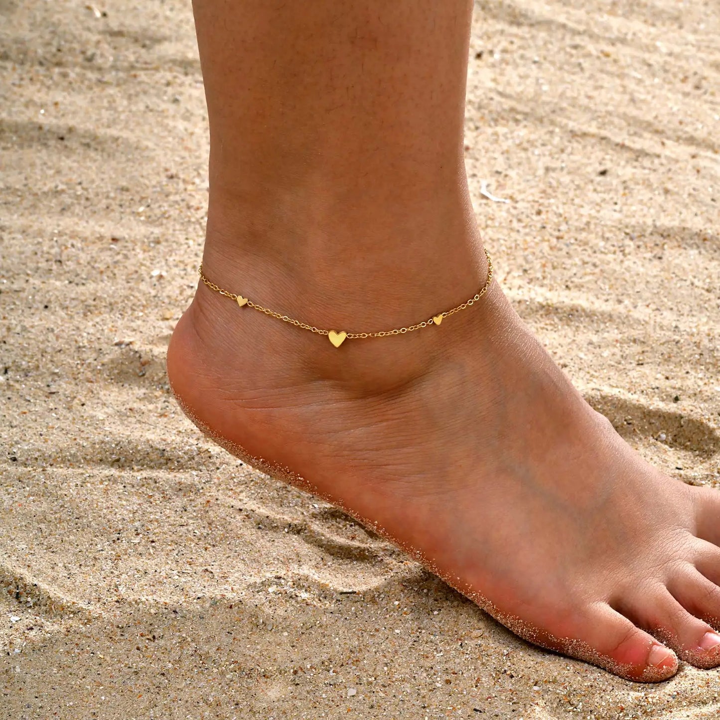 Stainless Steel Heart Anklets for Women,