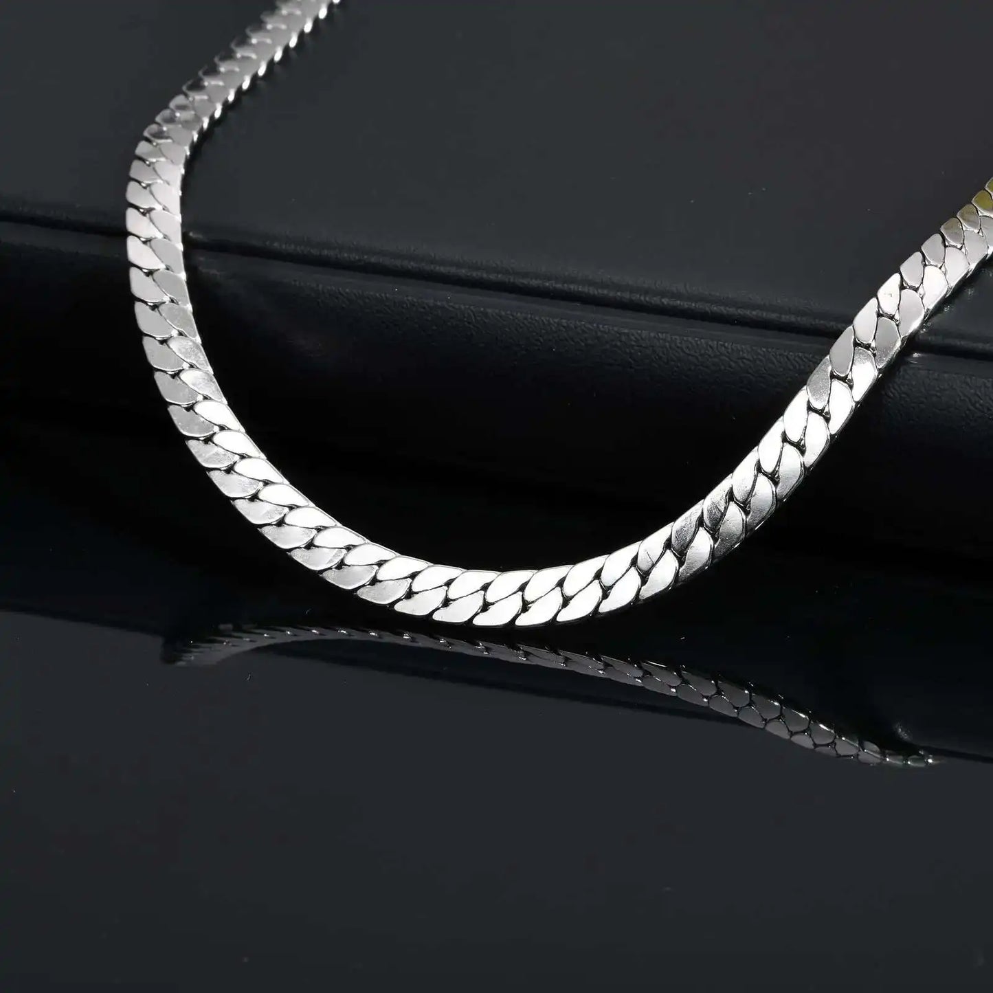 Prjewel Waterproof Stainless Steel Flat Cuban Chain Necklaces For Men Short Choker Collar Jewelry for Boy Boyfriend Father Gifts