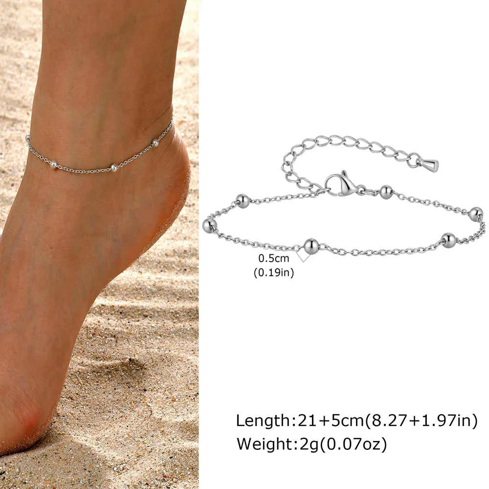 Stainless Steel Heart Anklets for Women,