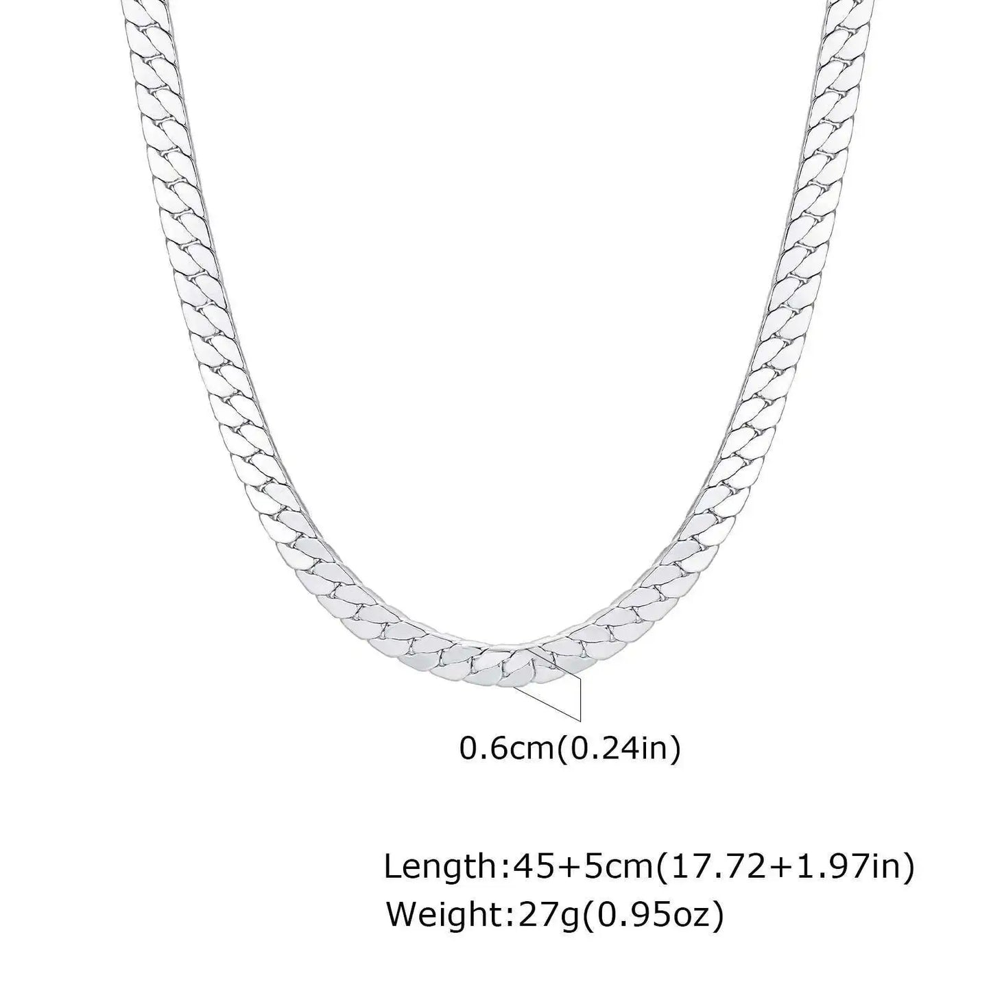 Prjewel Waterproof Stainless Steel Flat Cuban Chain Necklaces For Men Short Choker Collar Jewelry for Boy Boyfriend Father Gifts