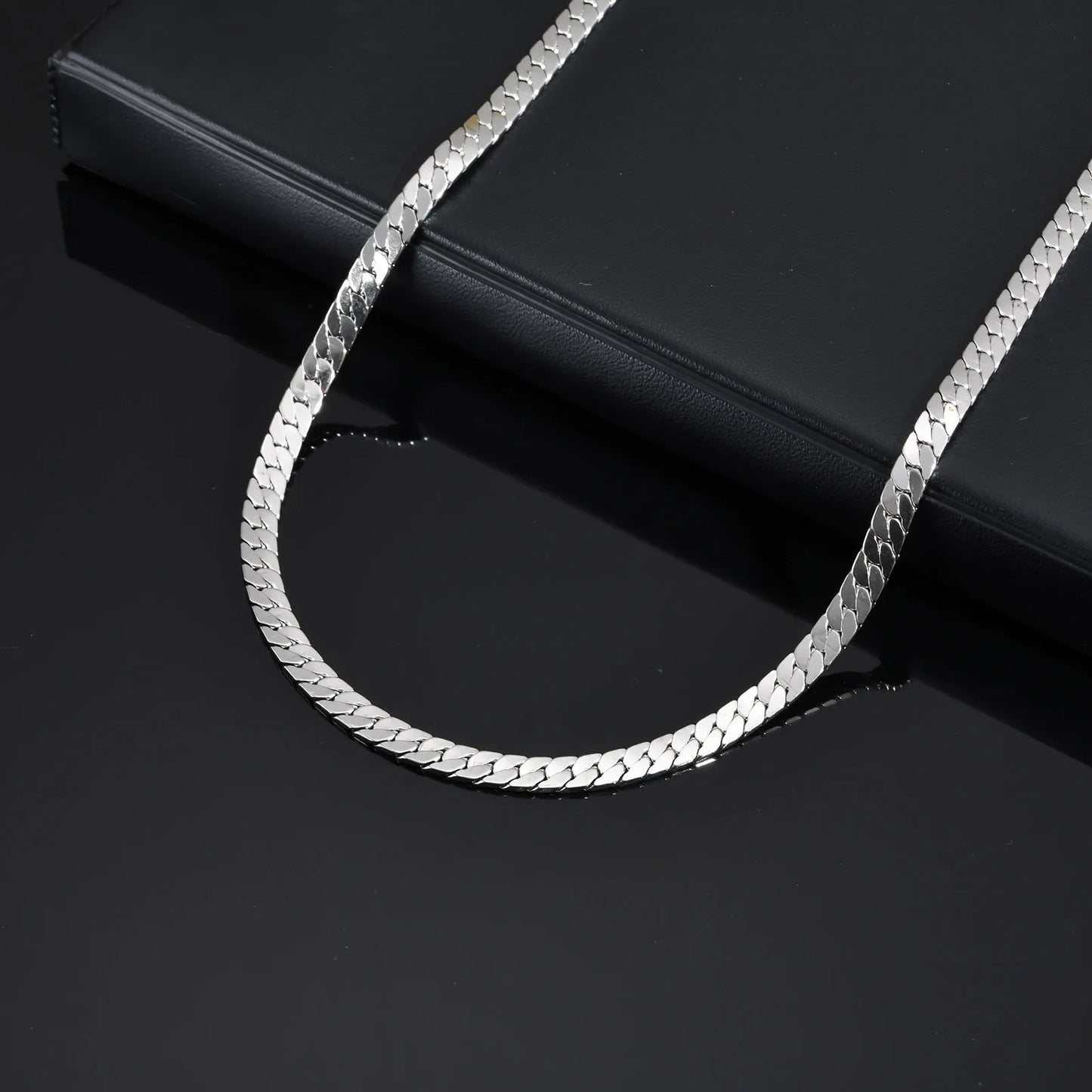Prjewel Waterproof Stainless Steel Flat Cuban Chain Necklaces For Men Short Choker Collar Jewelry for Boy Boyfriend Father Gifts