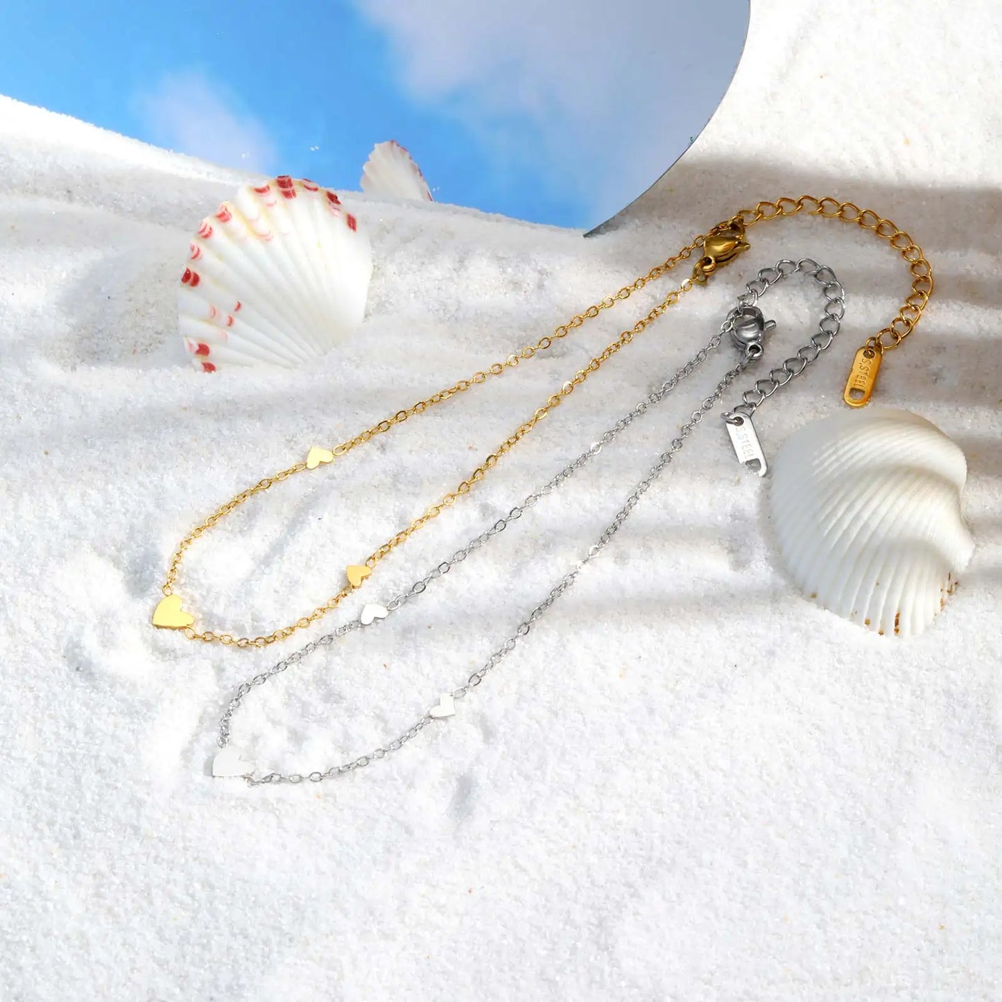 Stainless Steel Heart Anklets for Women,