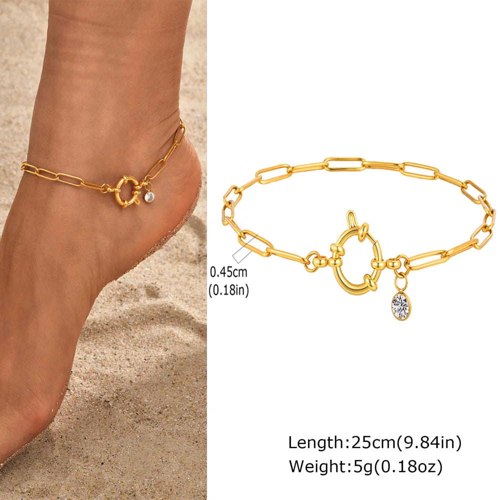 Stainless Steel Heart Anklets for Women,