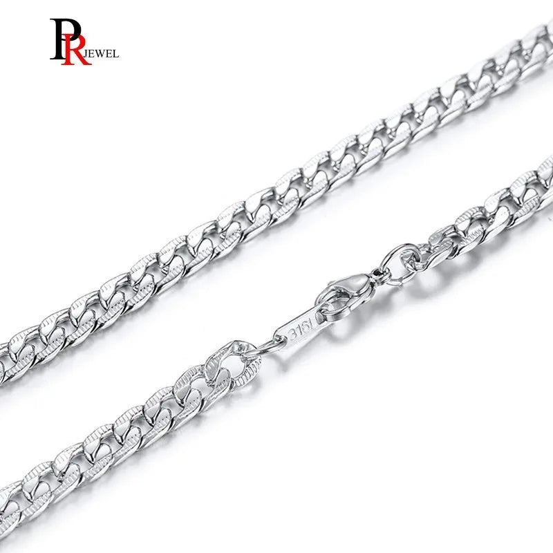 Solid Silver Color Tone Stainless Steel Necklace Chain 24"