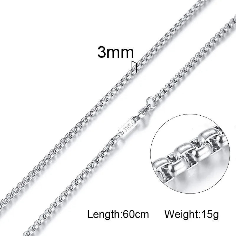 Solid Silver Color Tone Stainless Steel Necklace Chain 24"