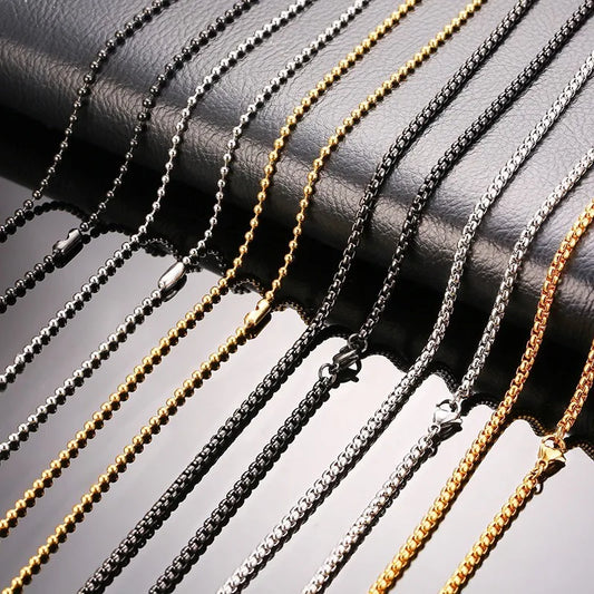 Basic Bead Ball Chain and Cable Chain Necklaces for Men Woman Unisex Accessories