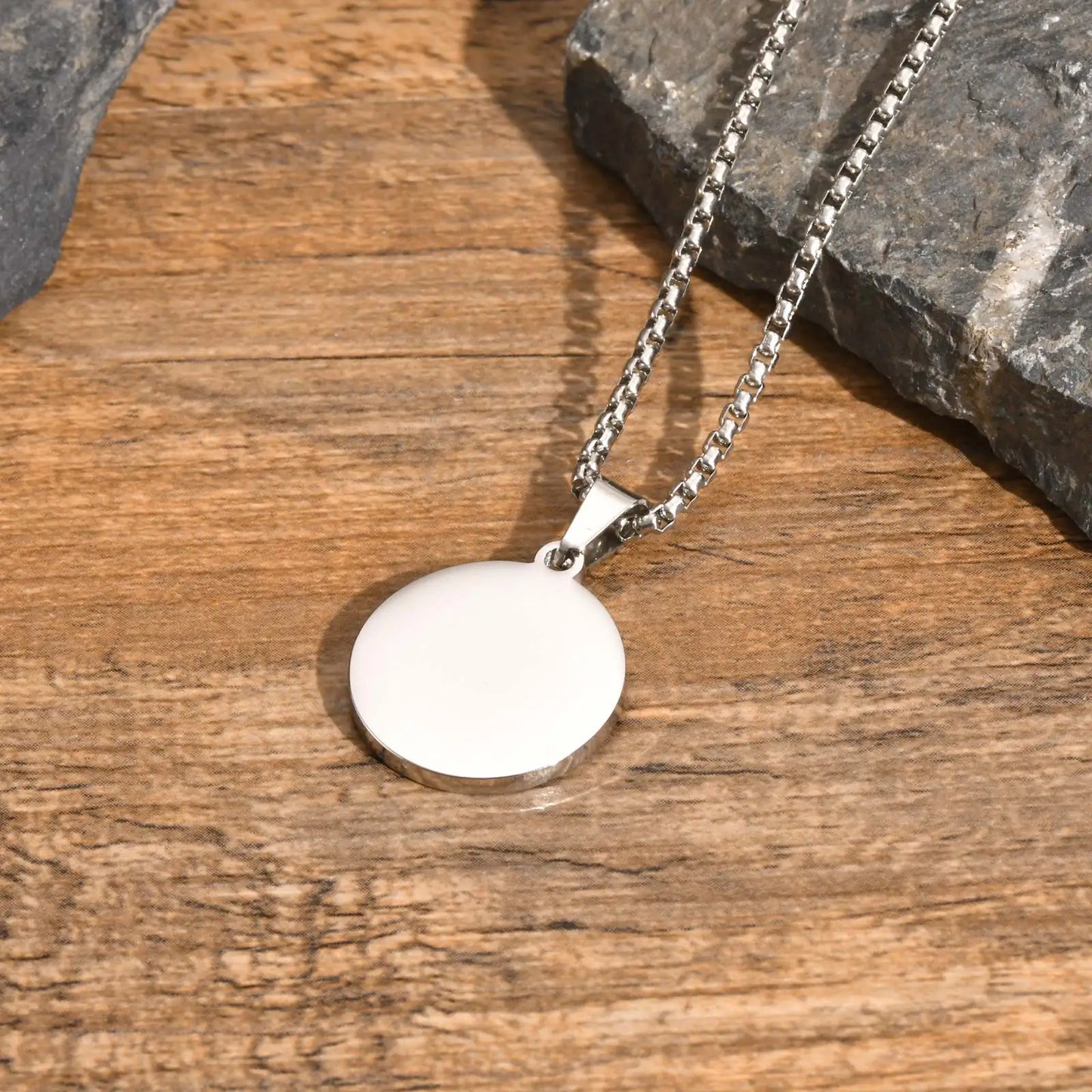 Evil Blue Eye Casual Pendant Necklaces for Men Stainless Steel Round Pendant with Chain Ethnic Turkish Collar Father's Day Gifts
