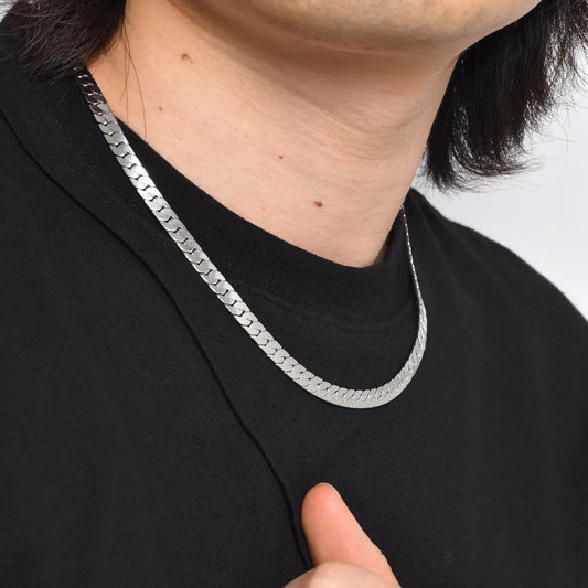 Prjewel Waterproof Stainless Steel Flat Cuban Chain Necklaces For Men Short Choker Collar Jewelry for Boy Boyfriend Father Gifts