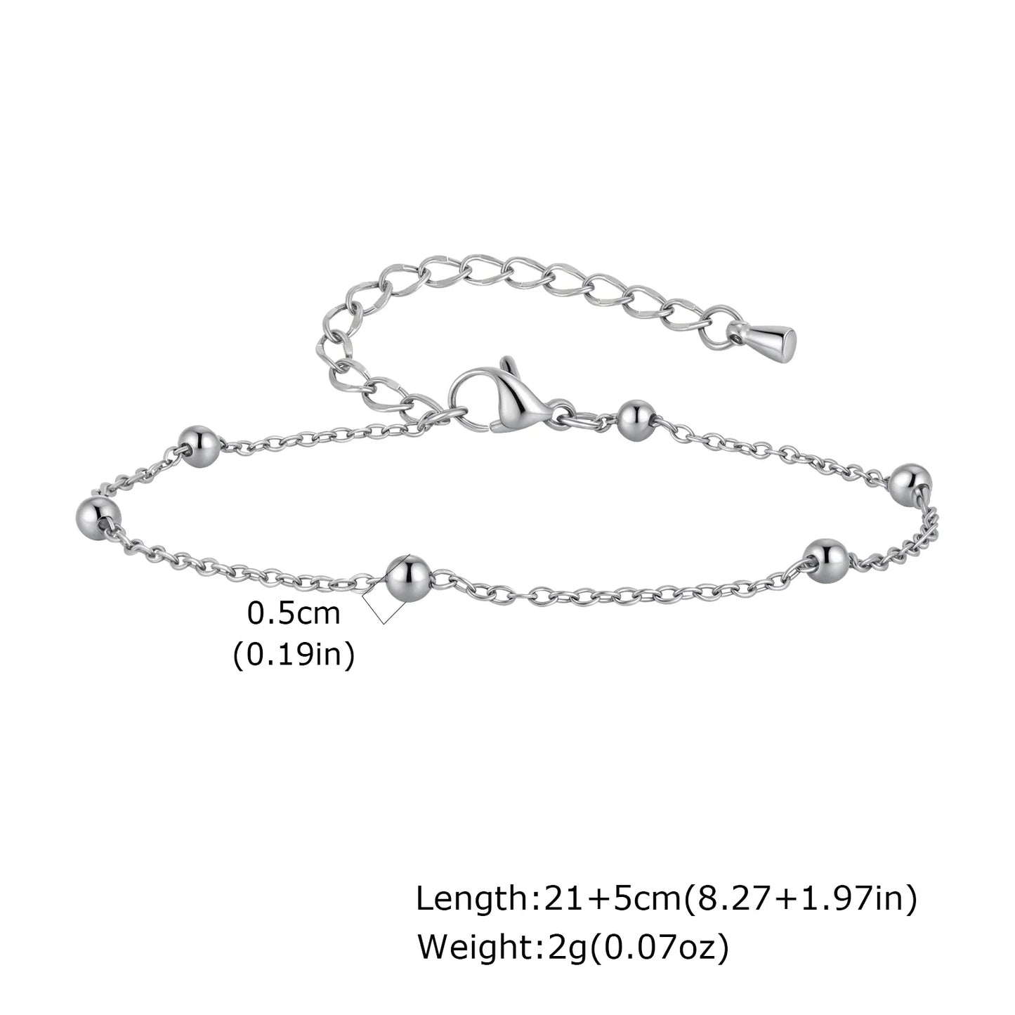 Boho Beaded Ball Ankle Chain Bracelets for Women, Gold Plated Stainless Steel Anklet, Summer Beach Waterproof Foot Jewelry Gift