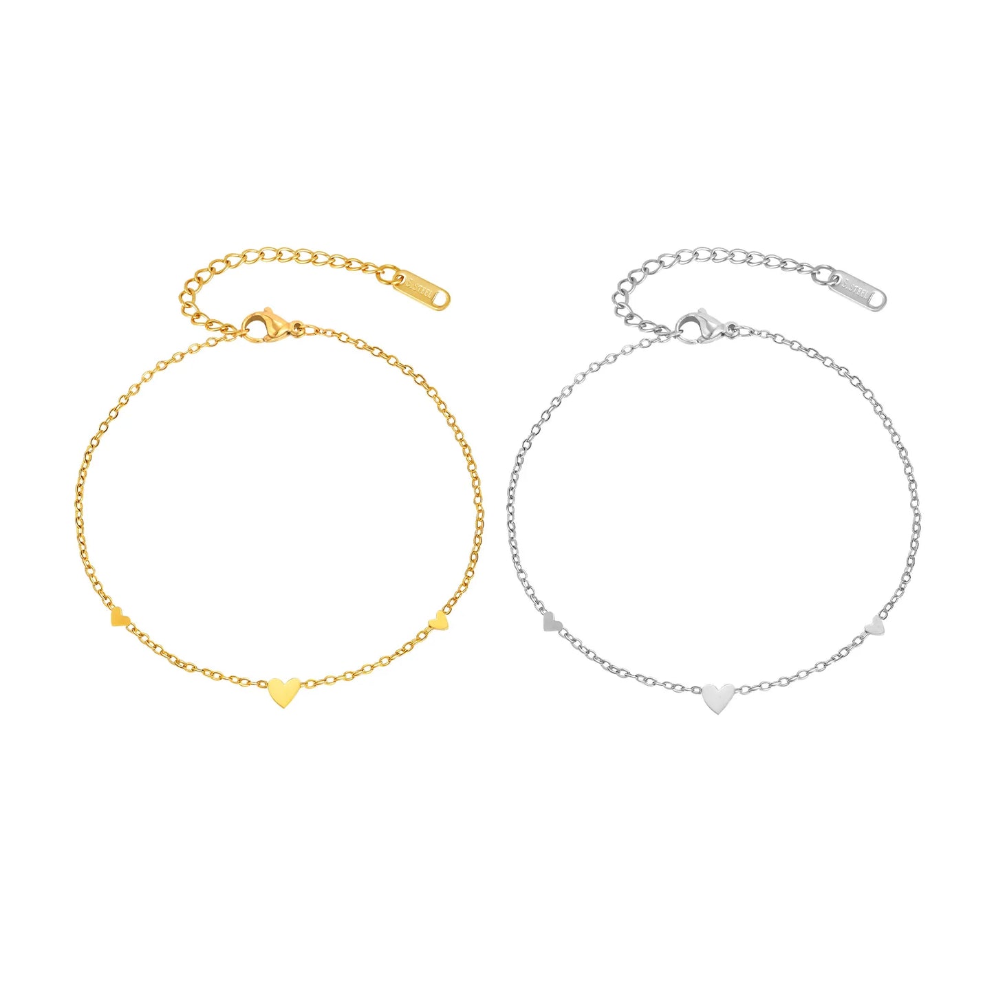Stainless Steel Heart Anklets for Women,